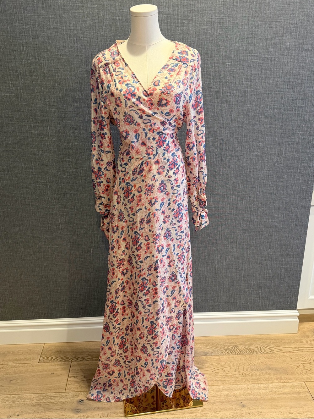 Hannah Artwear Pink Floral Wrap-Style Maxi Dress